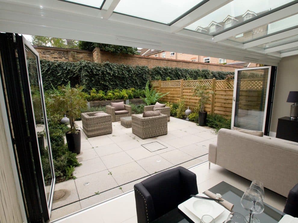 Nustone paving and planting in a finished garden